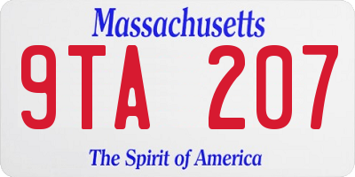 MA license plate 9TA207