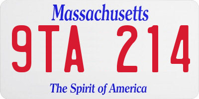 MA license plate 9TA214