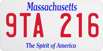 MA license plate 9TA216