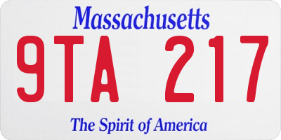 MA license plate 9TA217