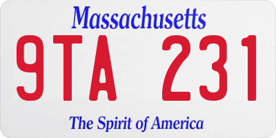 MA license plate 9TA231