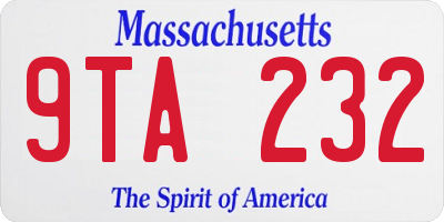 MA license plate 9TA232