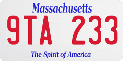 MA license plate 9TA233