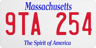 MA license plate 9TA254