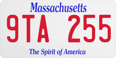 MA license plate 9TA255