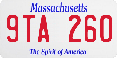 MA license plate 9TA260