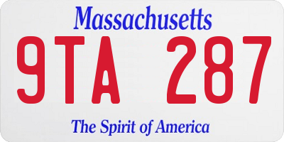 MA license plate 9TA287