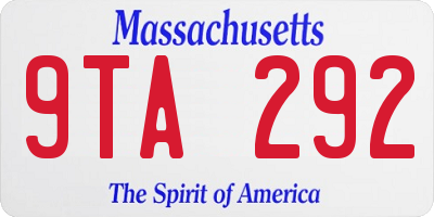 MA license plate 9TA292