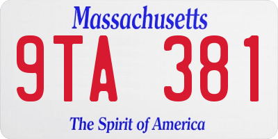MA license plate 9TA381