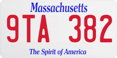 MA license plate 9TA382