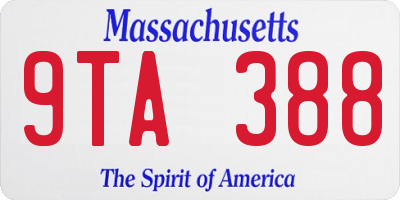 MA license plate 9TA388