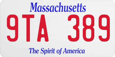 MA license plate 9TA389