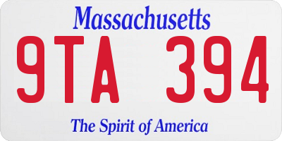 MA license plate 9TA394