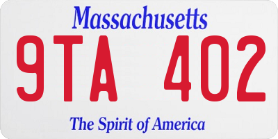 MA license plate 9TA402