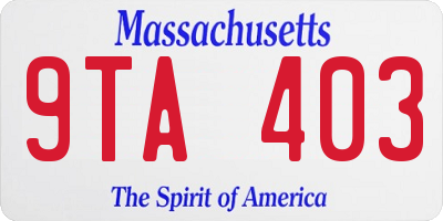 MA license plate 9TA403