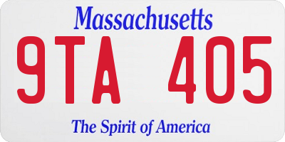 MA license plate 9TA405