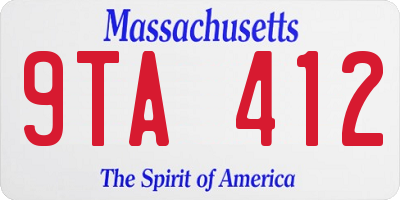 MA license plate 9TA412