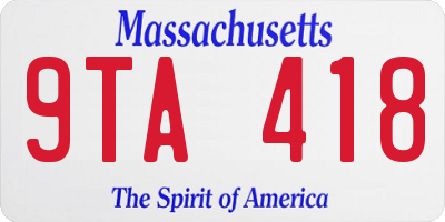 MA license plate 9TA418