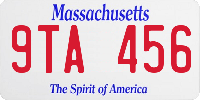 MA license plate 9TA456