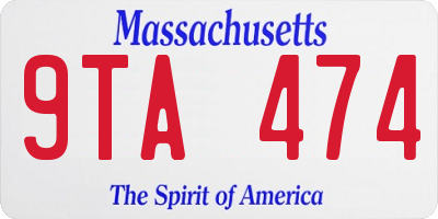 MA license plate 9TA474