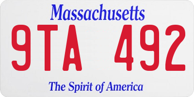MA license plate 9TA492