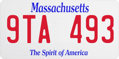 MA license plate 9TA493