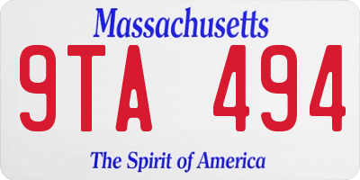 MA license plate 9TA494