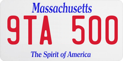 MA license plate 9TA500