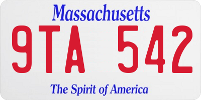 MA license plate 9TA542