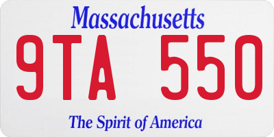 MA license plate 9TA550