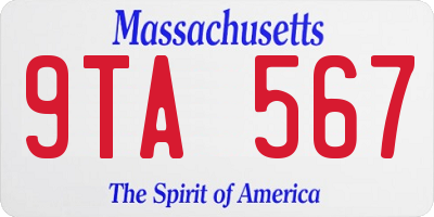 MA license plate 9TA567