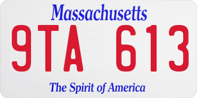 MA license plate 9TA613