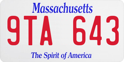 MA license plate 9TA643