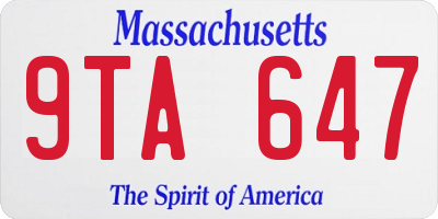 MA license plate 9TA647