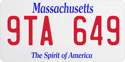 MA license plate 9TA649