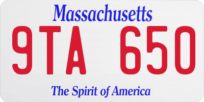 MA license plate 9TA650
