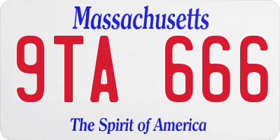 MA license plate 9TA666