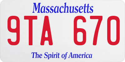 MA license plate 9TA670