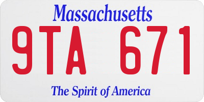 MA license plate 9TA671