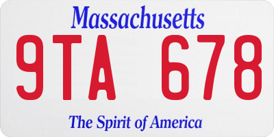 MA license plate 9TA678