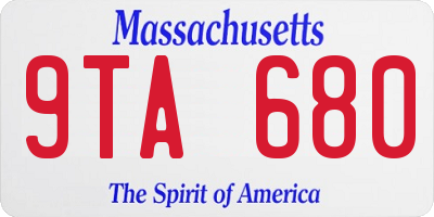 MA license plate 9TA680