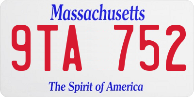 MA license plate 9TA752