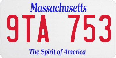 MA license plate 9TA753