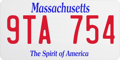 MA license plate 9TA754