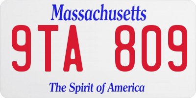 MA license plate 9TA809