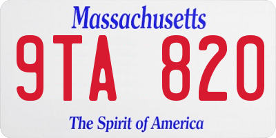 MA license plate 9TA820
