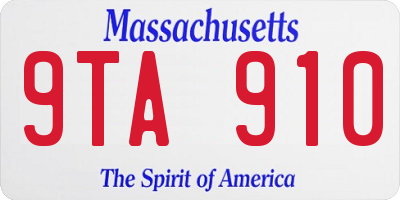 MA license plate 9TA910