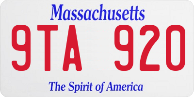 MA license plate 9TA920