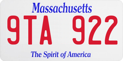 MA license plate 9TA922