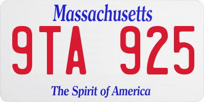 MA license plate 9TA925